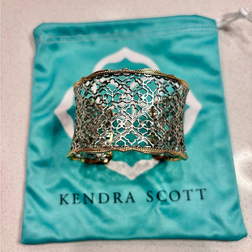 Candice Gold Cuff Bracelet in Silver Filigree Mix